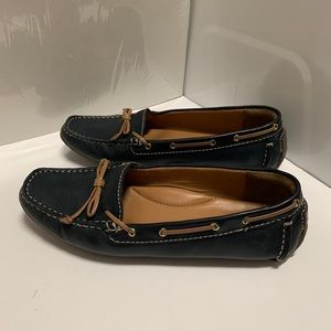 Clarks Artisan navy blue/tan loafers shoes sz 8.5